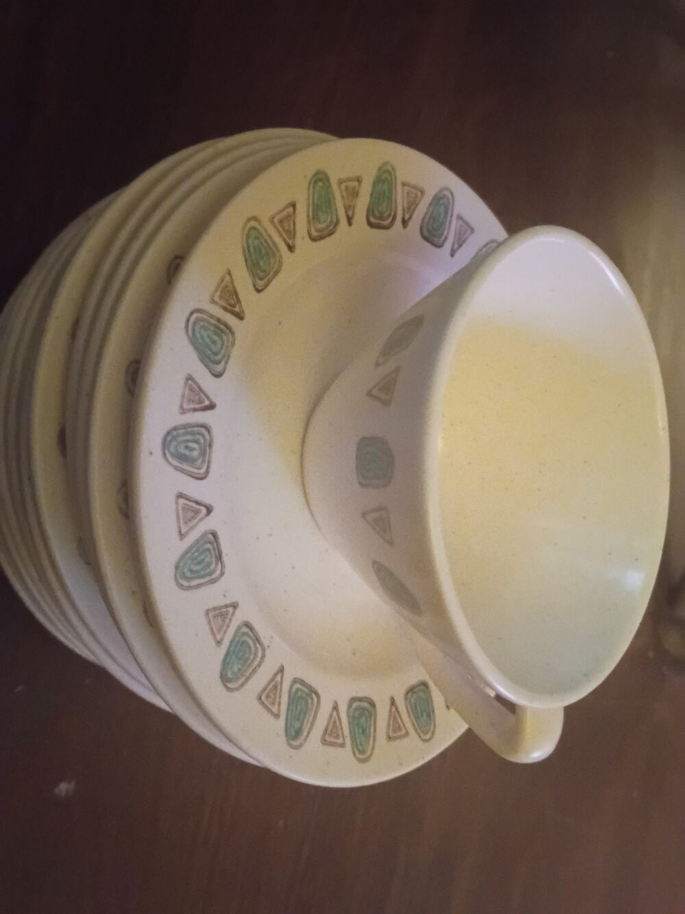 Metlox NAVAJO Poppytrail Cup & Saucer Mid-Century Atomic California Art Pottery